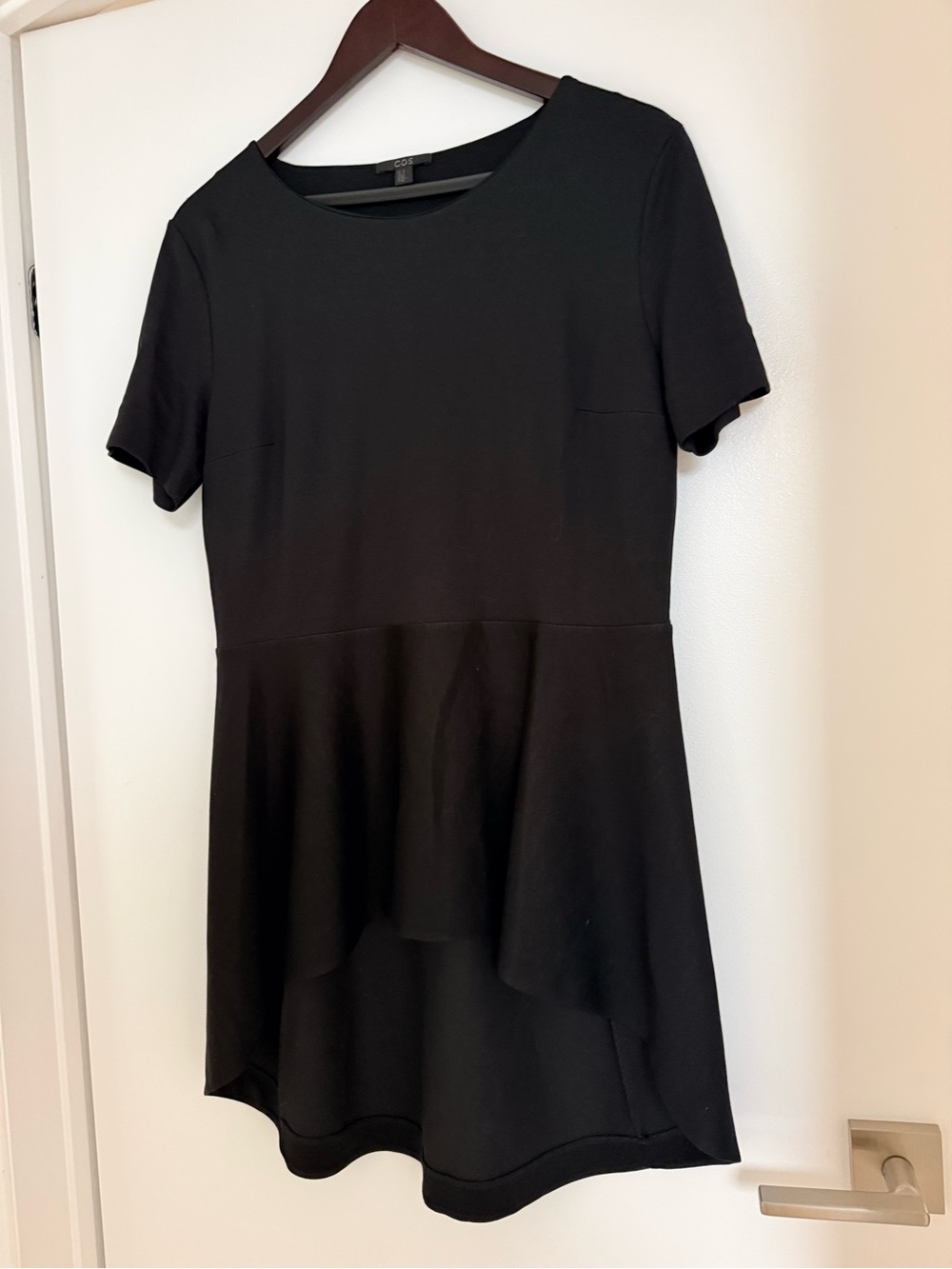 Black Peplum Short Sleeve Dress